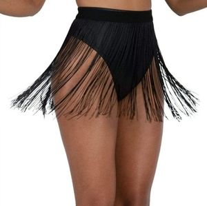 NWOT iHR Medium Black Fringe Skirt Belt